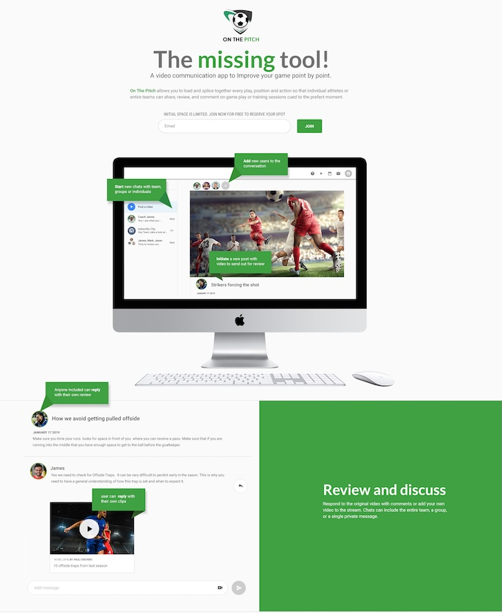 On The Pitch Application Interface